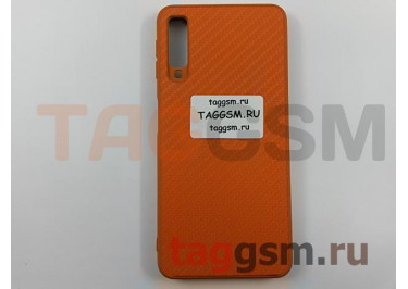 Задняя накладка для Samsung A7 / A750 Galaxy A7 (2018) (силикон, под ткань, оранжевая)