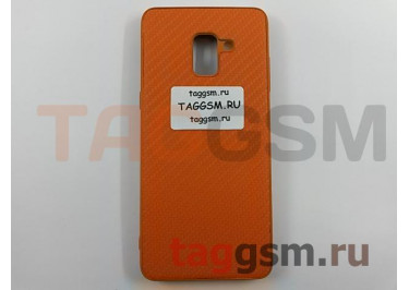 Задняя накладка для Samsung A8 Plus / A730F Galaxy A8 Plus (2018) (силикон, под ткань, оранжевая)