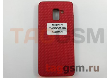 Задняя накладка для Samsung A8 Plus / A730F Galaxy A8 Plus (2018) (силикон, под ткань, красная)