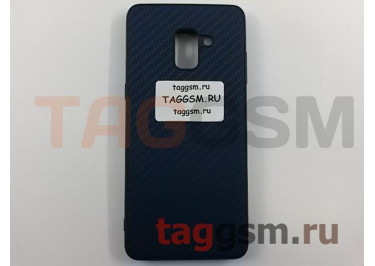 Задняя накладка для Samsung A8 Plus / A730F Galaxy A8 Plus (2018) (силикон, под ткань, темно-синяя)