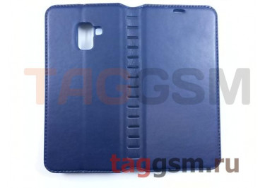 Сумка футляр-книга для Samsung A8 Plus / A730 Galaxy A8 Plus (2018) (экокожа, с силиконовым креплением, на магните, синяя), техпак