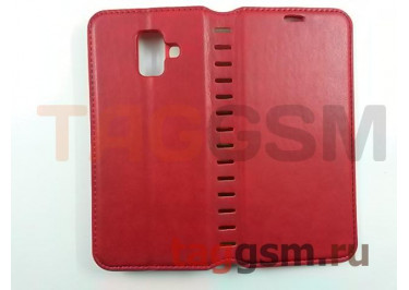 Сумка футляр-книга для Samsung A6 / A600 Galaxy A6 (2018) (экокожа, с силиконовым креплением, на магните, красная), техпак