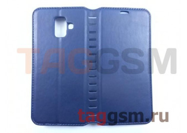 Сумка футляр-книга для Samsung A6 / A600 Galaxy A6 (2018) (экокожа, с силиконовым креплением, на магните, синяя), техпак