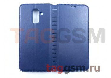 Сумка футляр-книга для Samsung A6 Plus / A605F Galaxy A6 Plus (2018) (экокожа, с силиконовым креплением, на магните, синяя), техпак