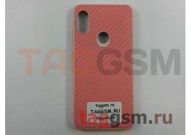Задняя накладка для Xiaomi Redmi Note 6 (силикон, под ткань, розовая)