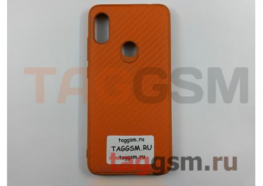 Задняя накладка для Xiaomi Redmi Note 6 (силикон, под ткань, оранжевая)