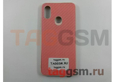 Задняя накладка для Xiaomi Mi 8  (силикон, под ткань, розовая)