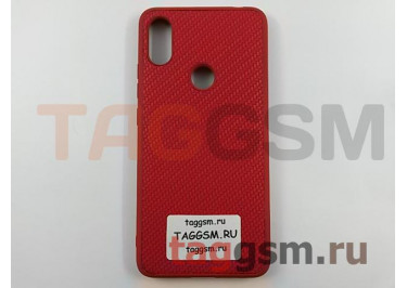 Задняя накладка для Xiaomi Redmi S2 (силикон, под ткань, красная)
