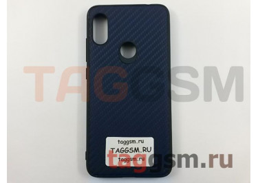 Задняя накладка для Xiaomi Redmi Note 6 (силикон, под ткань, темно-синяя)
