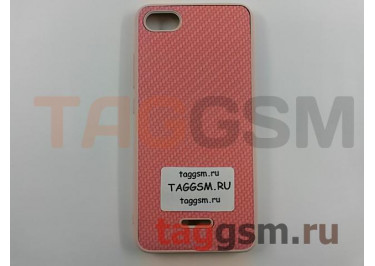 Задняя накладка для Xiaomi Redmi 6A (силикон, под ткань, розовая)