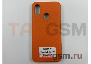 Задняя накладка для Xiaomi Mi 8  (силикон, под ткань, оранжевая)