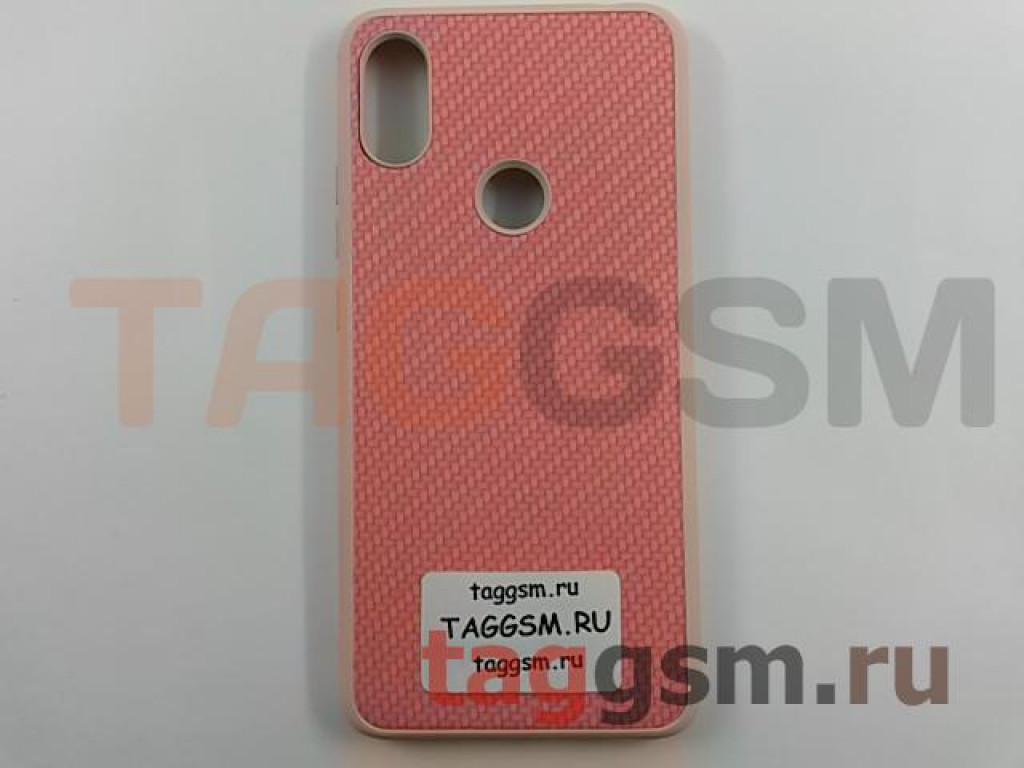 Задняя накладка для Xiaomi Redmi S2 (силикон, под ткань, розовая)