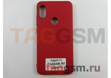Задняя накладка для Xiaomi Redmi Note 6 (силикон, под ткань, красная)