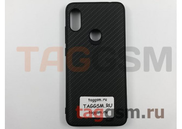Задняя накладка для Xiaomi Redmi Note 6 (силикон, под ткань, черная)