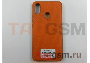 Задняя накладка для Xiaomi Mi MAX 3  (силикон, под ткань, оранжевая)