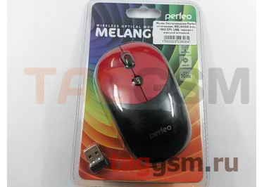 Мышь беспроводная Perfeo оптическая, MELANGE 4 кн, 1600 DPI, USB, черная с красной вставкой