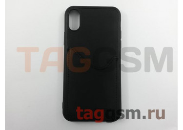 Задняя накладка для iPhone X / XS (экокожа, с карманом для карт, черная) Joysidea