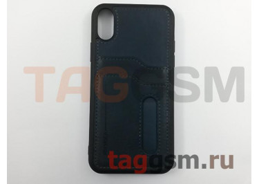 Задняя накладка для iPhone X / XS (экокожа, с двойным карманом для карт, синяя) Joysidea