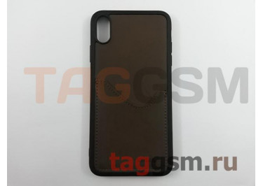 Задняя накладка для iPhone XS Max (экокожа, с карманом для карт, коричневая) Joysidea