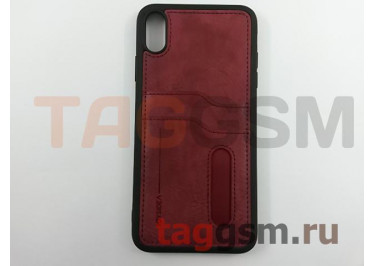 Задняя накладка для iPhone XS Max (экокожа, с двойным карманом для карт, красная) Joysidea