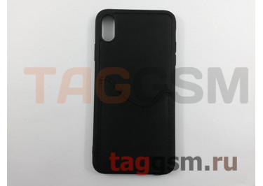 Задняя накладка для iPhone XS Max (экокожа, с карманом для карт, черная) Joysidea