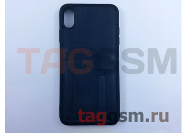 Задняя накладка для iPhone XS Max (экокожа, с двойным карманом для карт, синяя) Joysidea