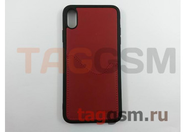 Задняя накладка для iPhone XS Max (экокожа, с карманом для карт, красная) Joysidea