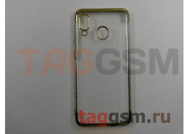 Задняя накладка для Samsung A30 / A305 Galaxy A30 (2019) (силикон, прозрачная, с золотой окантовкой (Aura)) NEYPO