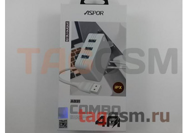 Сетевое зарядное устройство 3 выхода USB 4000mA + кабель USB - Lightning (A831) ASPOR