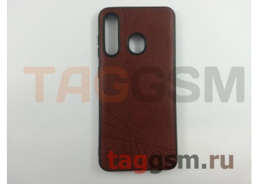 Задняя накладка для Samsung A60 / A605 Galaxy A60 (2019) (экокожа, силикон, матовая, коричневая)