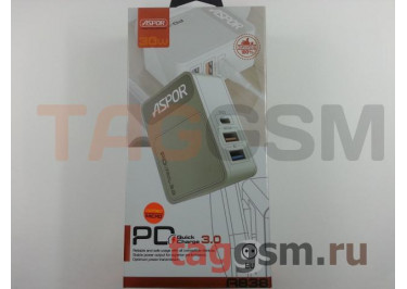 Сетевое зарядное устройство 1 выход USB 2000mA + 1 выход USB 3.0 быстрая зарядка + 1 выход PD (Type-C) + кабель USB - micro USB (A838 PD) ASPOR