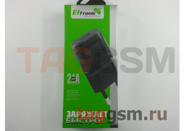 Сетевое зарядное устройство USB 2100mA + кабель USB - micro USB, Eltronic (черный)