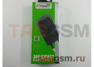 Сетевое зарядное устройство USB 2100mA Eltronic (черный) в коробке