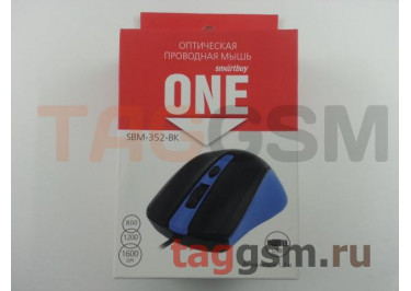 Мышь проводная SmartBuy 352, оптическая, 4 кн, 1600 DPI, USB, черная с синей вставкой (SBM-352-BK)