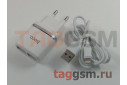 Блок питания USB (сеть) на 2 порта USB 2400mA + кабель USB - Lightning (в коробке) белый, (C12) HOCO