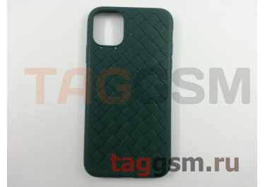 Задняя накладка для iPhone 11 (силикон, матовая, плетение, зеленая)