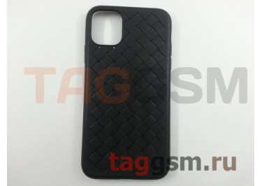Задняя накладка для iPhone 11 (силикон, матовая, плетение, черная)
