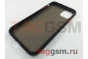 Задняя накладка для iPhone 11 (силикон, черная, красные кнопки)