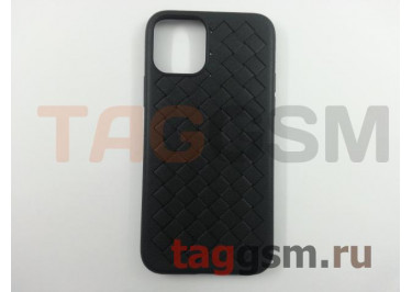 Задняя накладка для iPhone 11 Pro (силикон, матовая, плетение, черная)