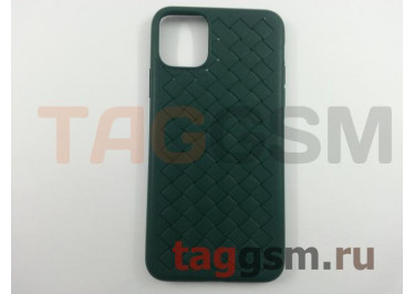 Задняя накладка для iPhone 11 Pro Max (силикон, матовая, плетение, зеленая)