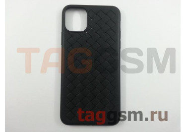Задняя накладка для iPhone 11 Pro Max (силикон, матовая, плетение, черная)
