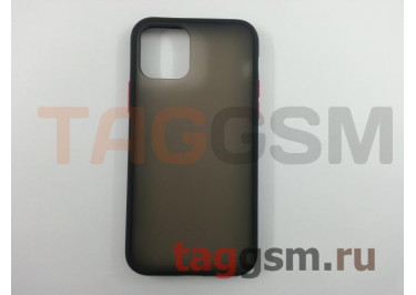 Задняя накладка для iPhone 11 Pro (силикон, черная, красные кнопки)