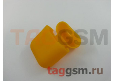 Чехол для APPLE Airpods (силикон, матовый, оранжевый (Cheap Silicone Case)) техпак