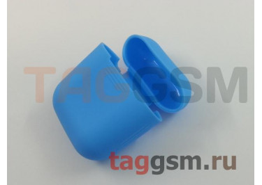 Чехол для APPLE Airpods (силикон, матовый, голубой (Cheap Silicone Case)) техпак