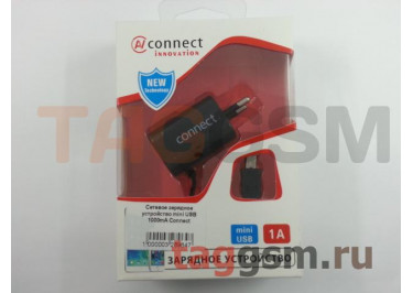 Сетевое зарядное устройство mini USB 1000mA Connect