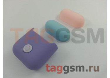 Чехол для APPLE Airpods (силикон, матовый, фиолетовый с голубой и розовой крышками)