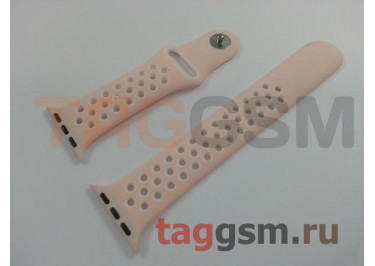 Ремешок для Apple Watch 38mm / 40mm / 41mm (с перфорацией, розово-белый), размер M / L