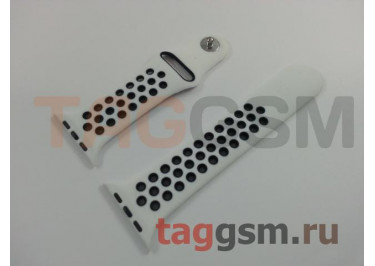 Ремешок для Apple Watch 42mm / 44mm / 45mm / 49mm (с перфорацией, бело-черный), размер S / M