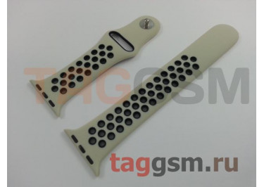 Ремешок для Apple Watch 38mm / 40mm / 41mm (с перфорацией, молочно-черный), размер M / L