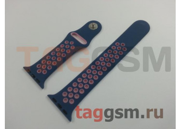 Ремешок для Apple Watch 38mm / 40mm / 41mm (с перфорацией, сине-розовый), размер M / L